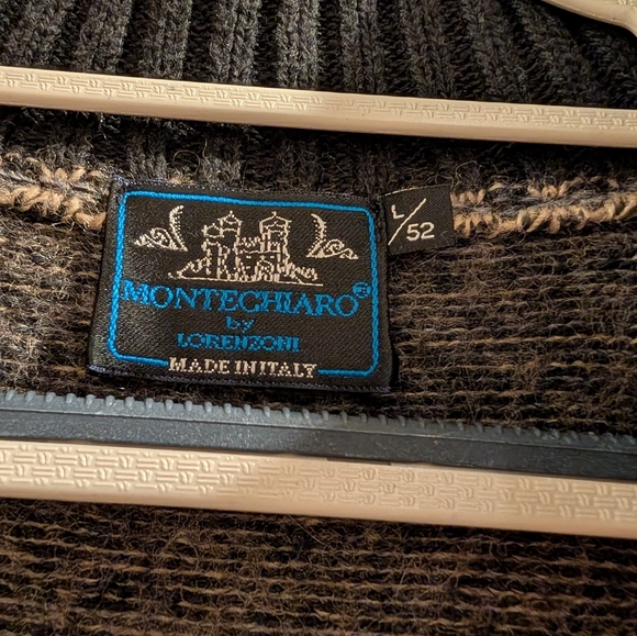 Montechiaro Lorenzoni Men's Sweater Jacket, Zipper, Large Made In Italy Vintage - Picture 3 of 8